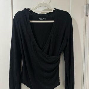 Abercrombie & Fitch Women's Black Wrap  Bodysuit